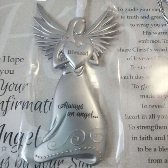 The Grandparent Gift Co. Angel Ornament Confirmation Gift Silver Blessed New - Picture 10 of 10